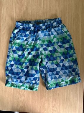 Eddie Bauer Blue & Green Geometric Boys Swim Shorts